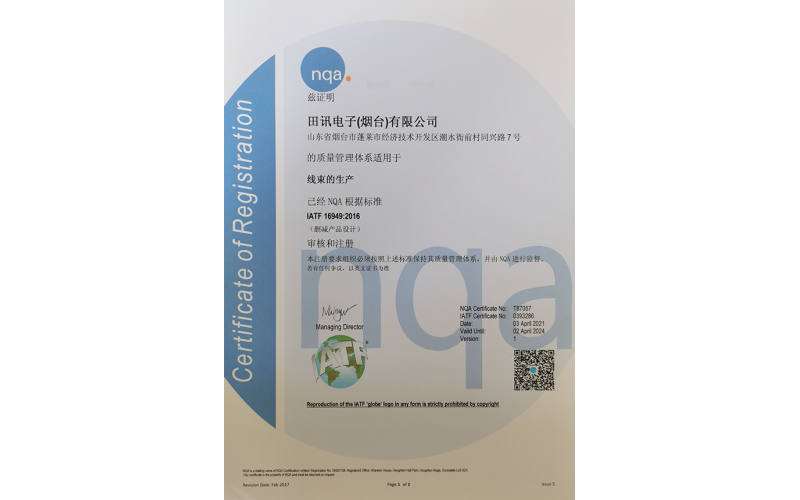 IATF 16949:2016 質(zhì)量管理體系認證